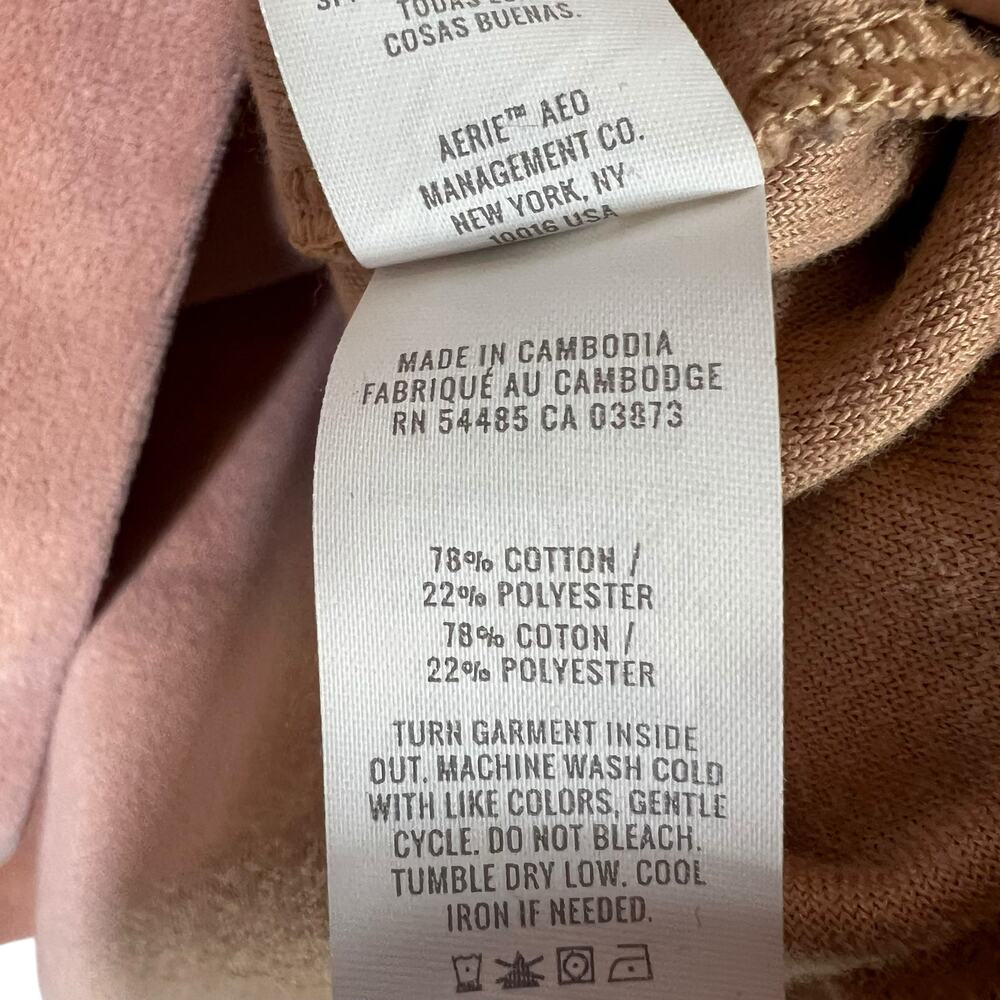 Aerie Velour Cropped Hoodie Womens XS Dusty Rose Cozy Lounge Athleisure - Picture 5 of 5